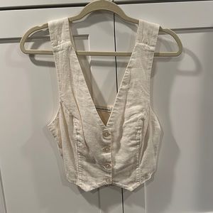Abercrombie & Fitch Linen Cropped Vest Top